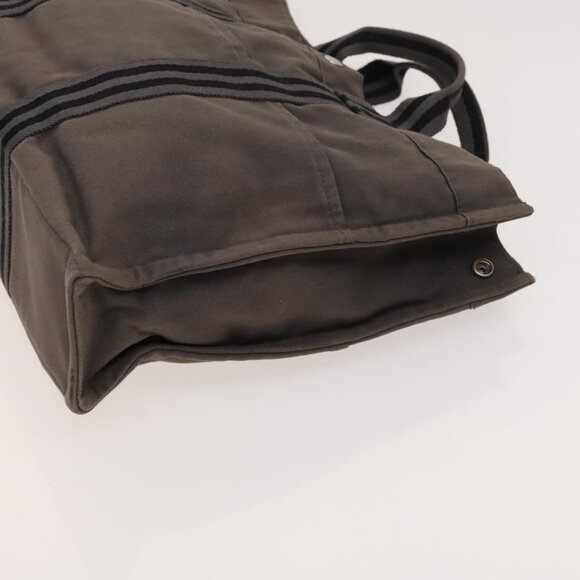 HERMES Fourre Tout MM Hand Bag Canvas 2Set Gray Navy Auth ti3040 - Picture 4 of 16